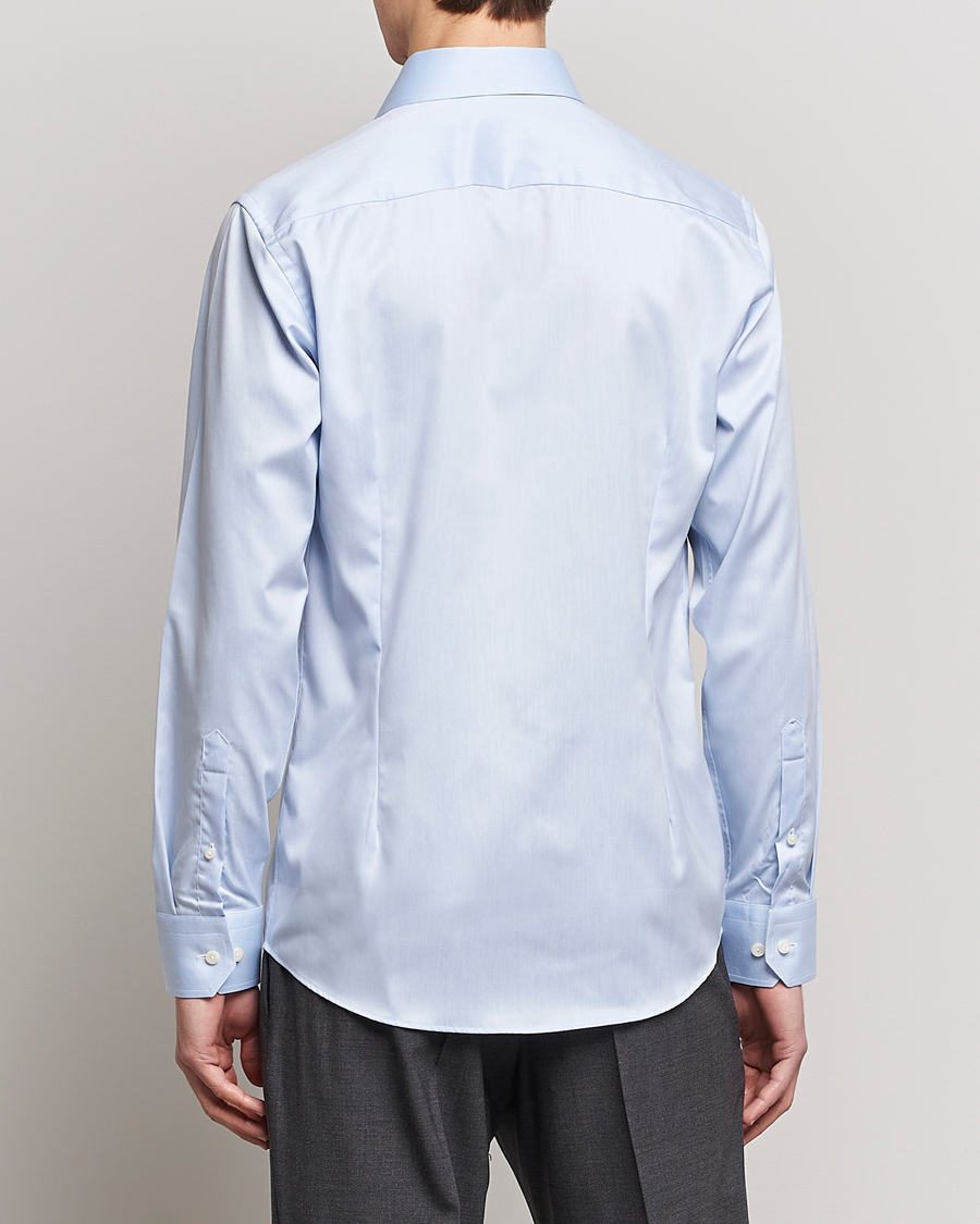 Heren | Overhemden | Eton | Slim Fit Twill Cut Away Shirt Light Blue