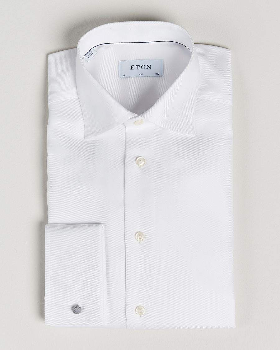 Heren |  | Eton | Slim Fit Twill Double Cuff Shirt White