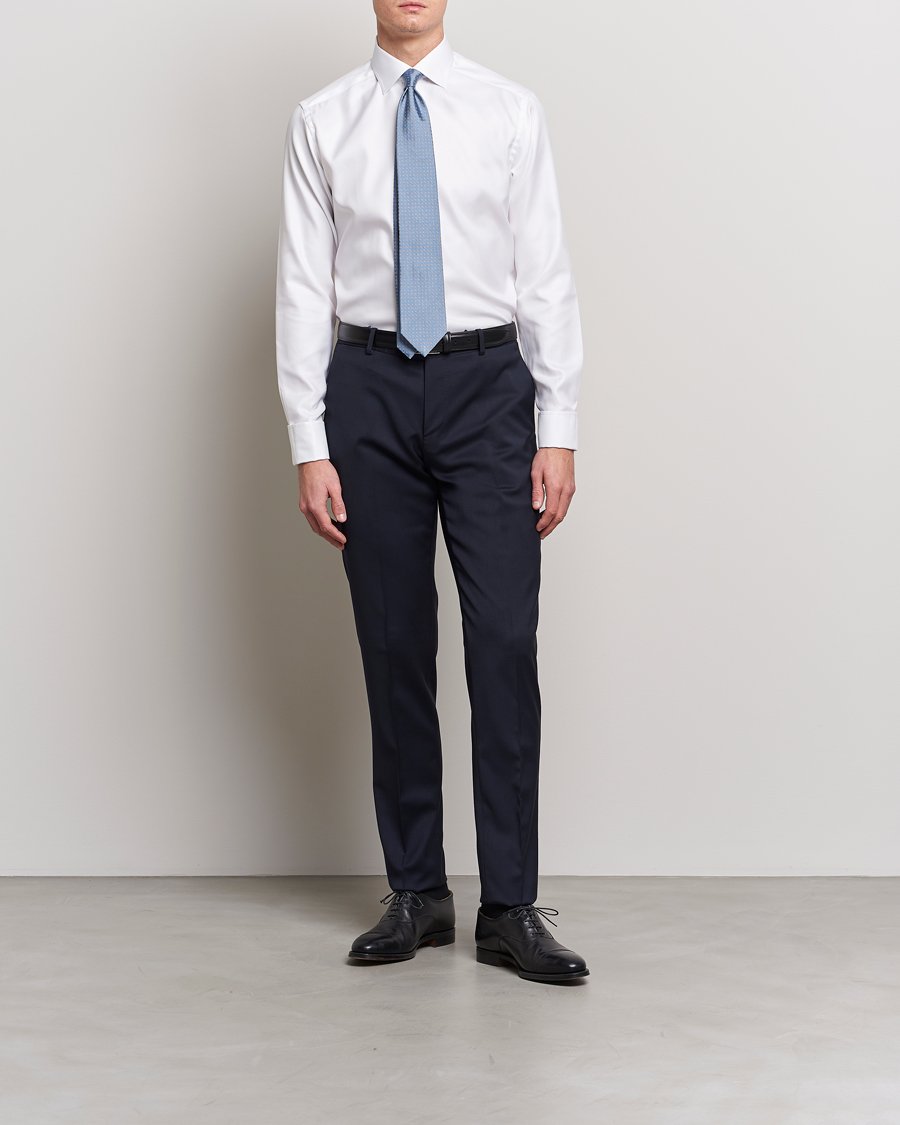 Heren | Formeel | Eton | Slim Fit Twill Double Cuff Shirt White