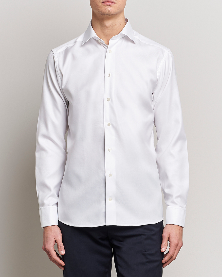 Heren |  | Eton | Slim Fit Twill Double Cuff Shirt White