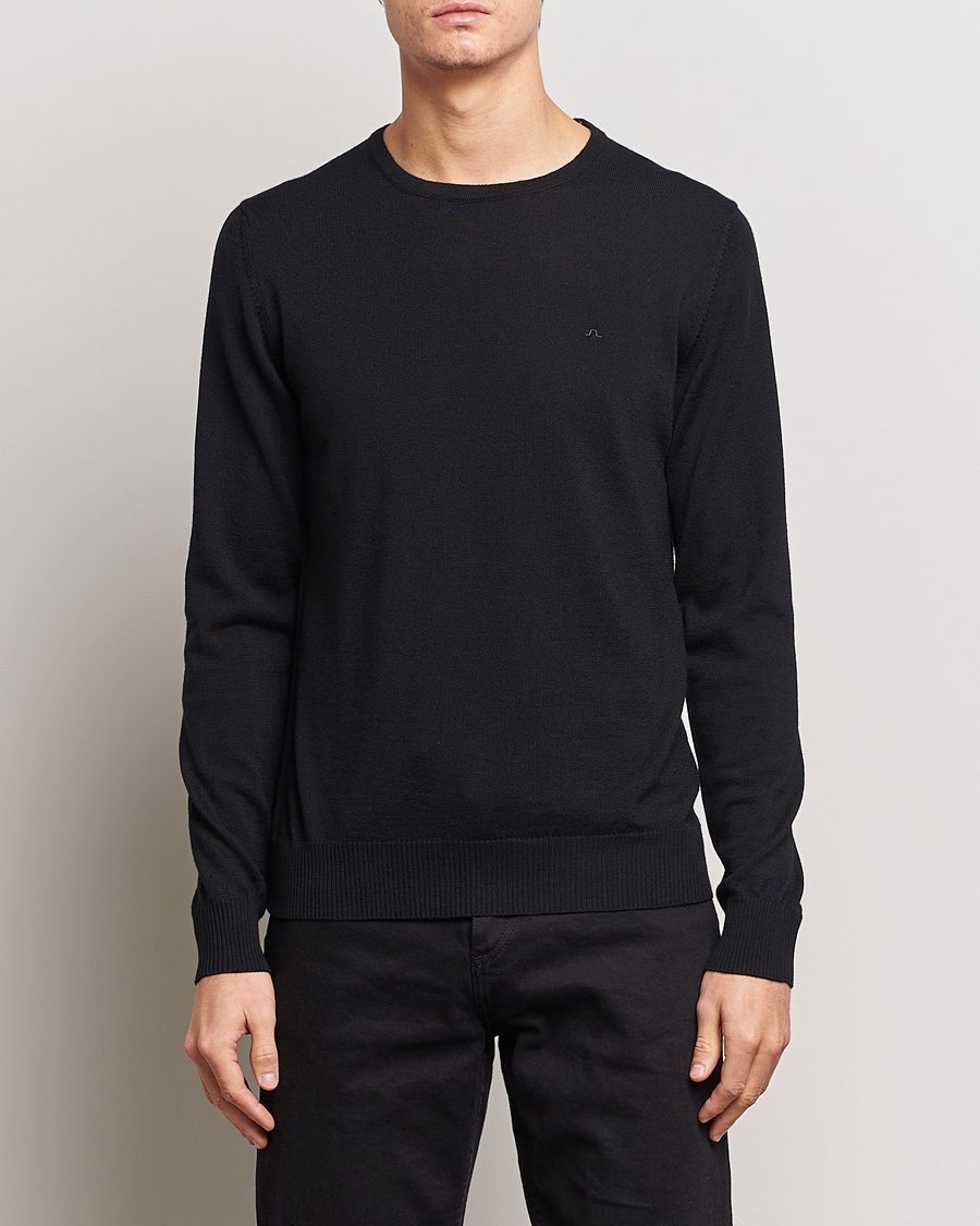 Heren | Ronde hals truien | J.Lindeberg | Lyle True Merino Crew Neck Pullover Black