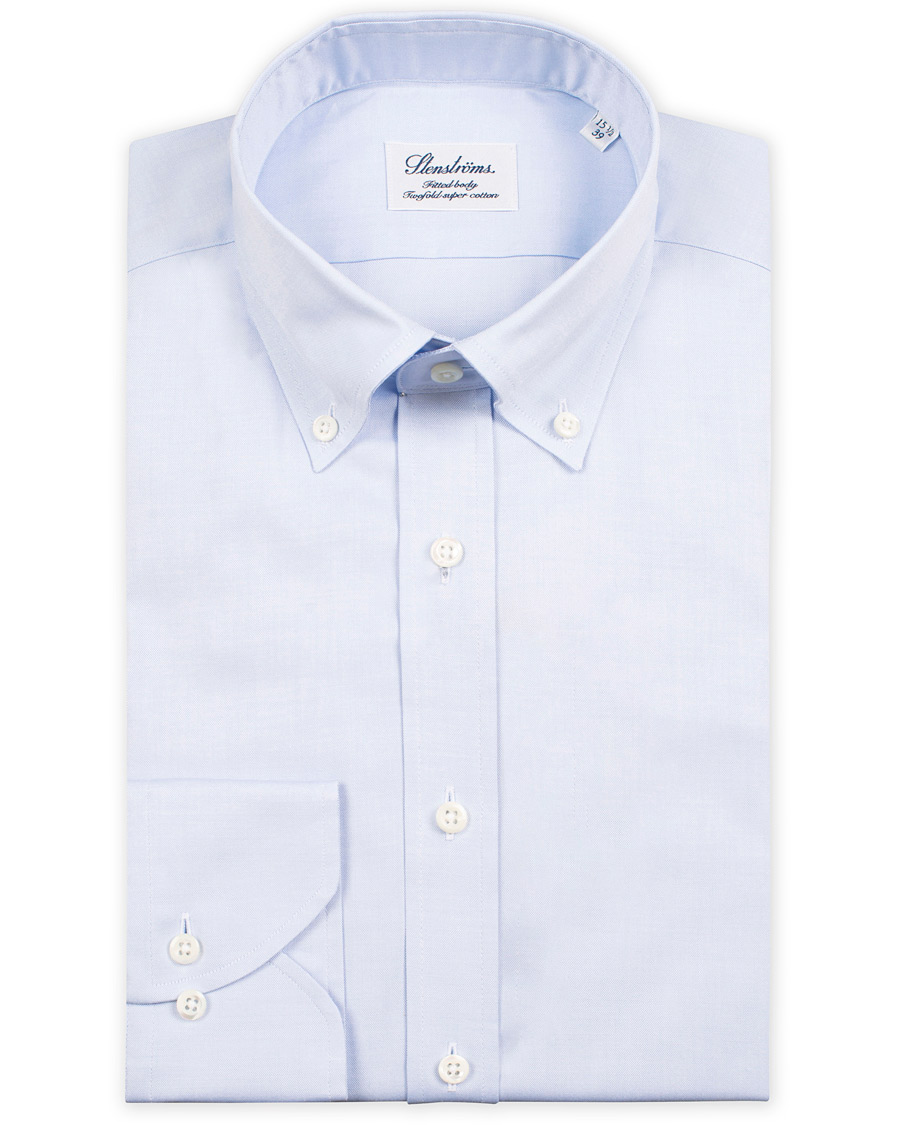 Heren | Overhemden | Stenströms | Fitted Body Button Down Shirt Light Blue