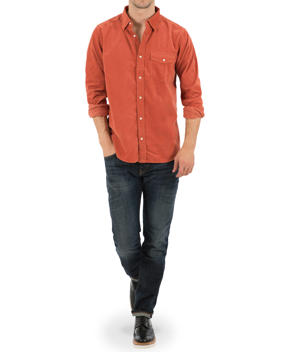 Heren | Overhemden | WACAY | Gusto Baby Cord Shirt Coral