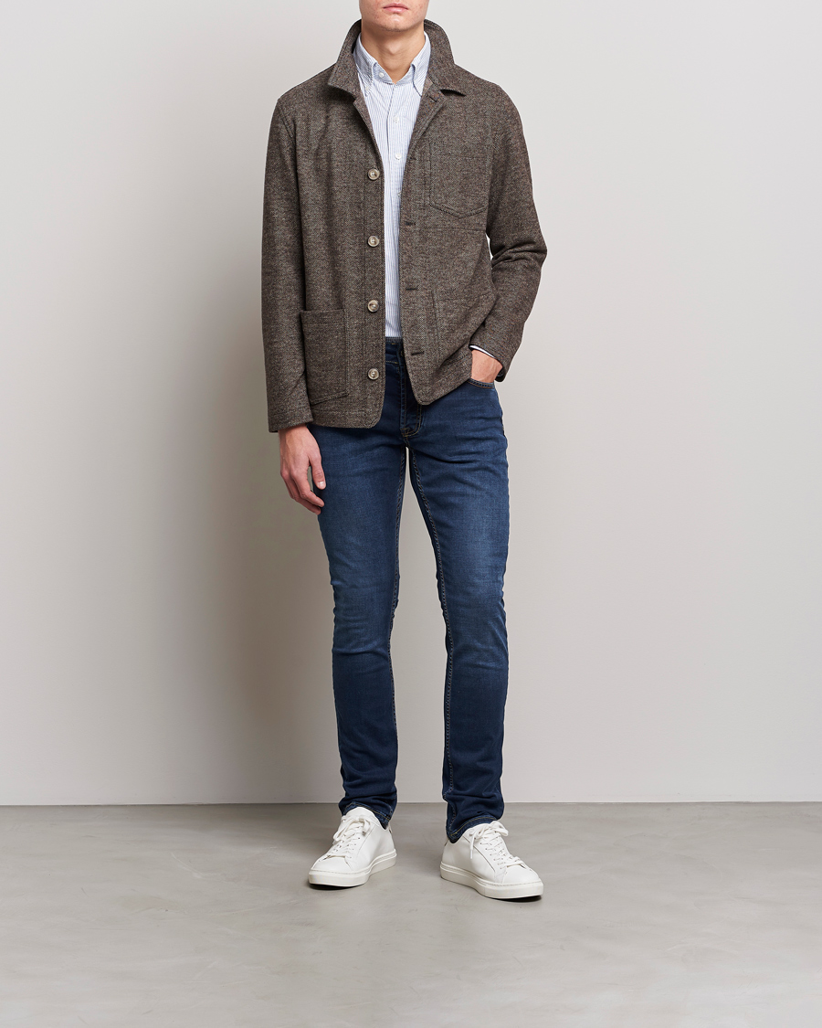 Heren | Jeans | Morris | Steve Satin Jeans Dark Wash