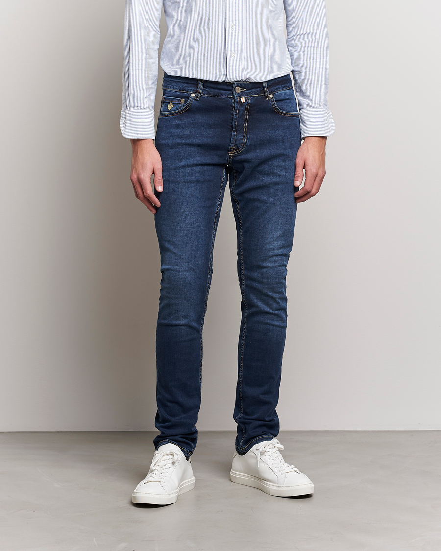 Heren | Morris | Morris | Steve Satin Jeans Dark Wash