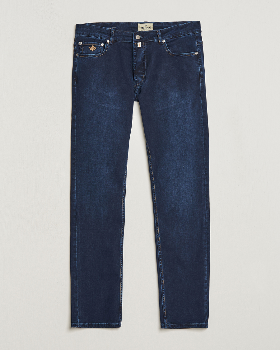 Heren | Jeans | Morris | Steve Satin Jeans Dark Blue