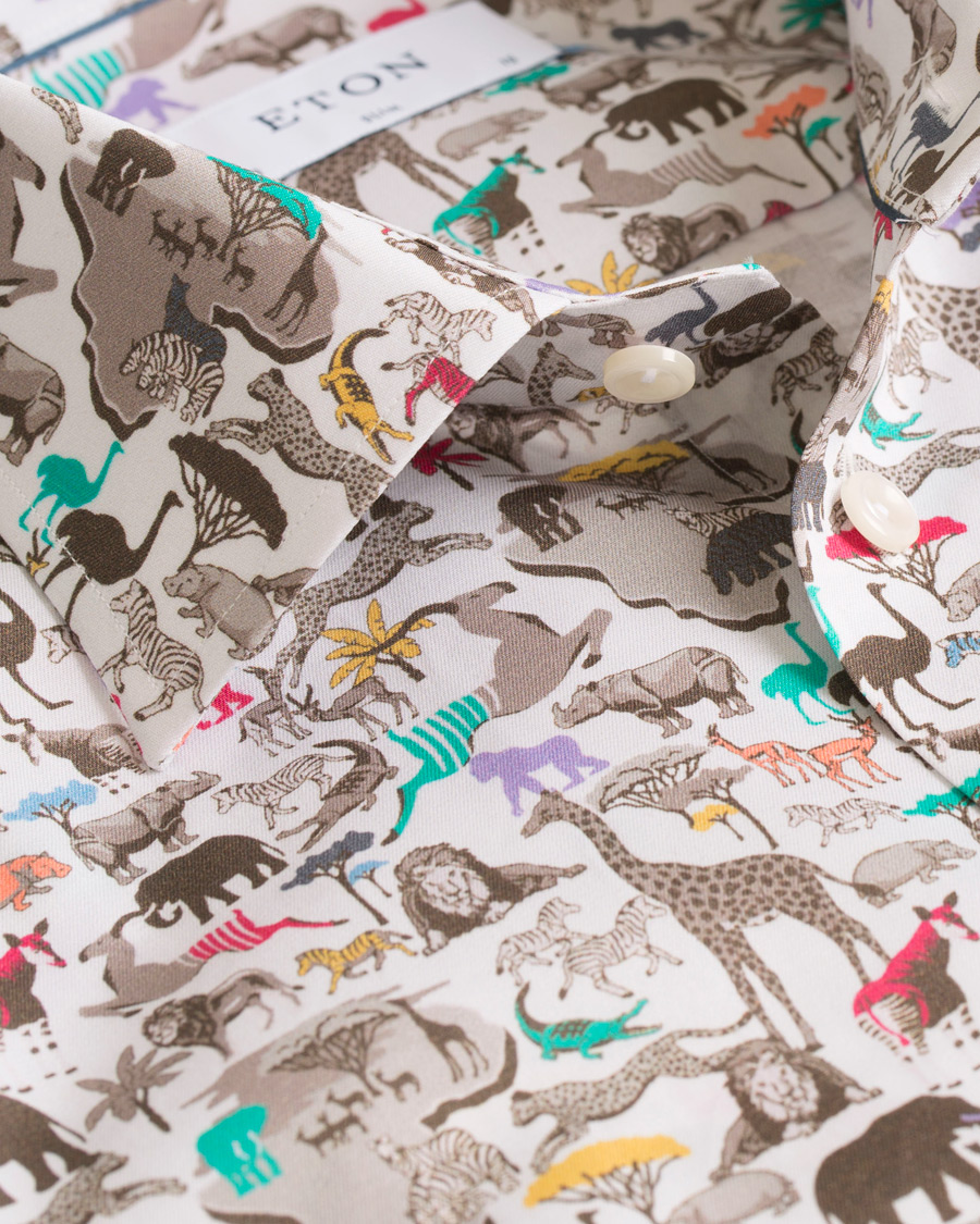 Heren | Overhemden | Eton | Slim Fit Printed Animals Shirt White