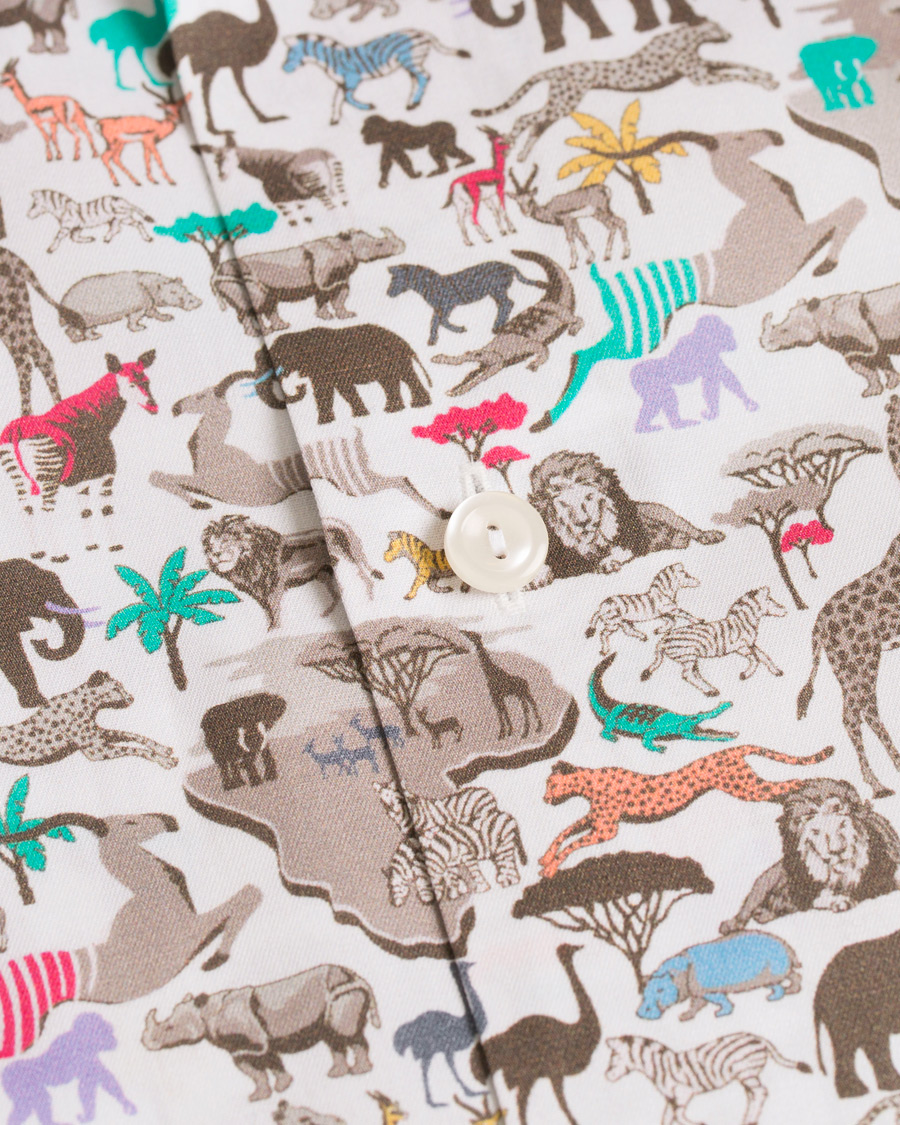 Heren | Overhemden | Eton | Slim Fit Printed Animals Shirt White