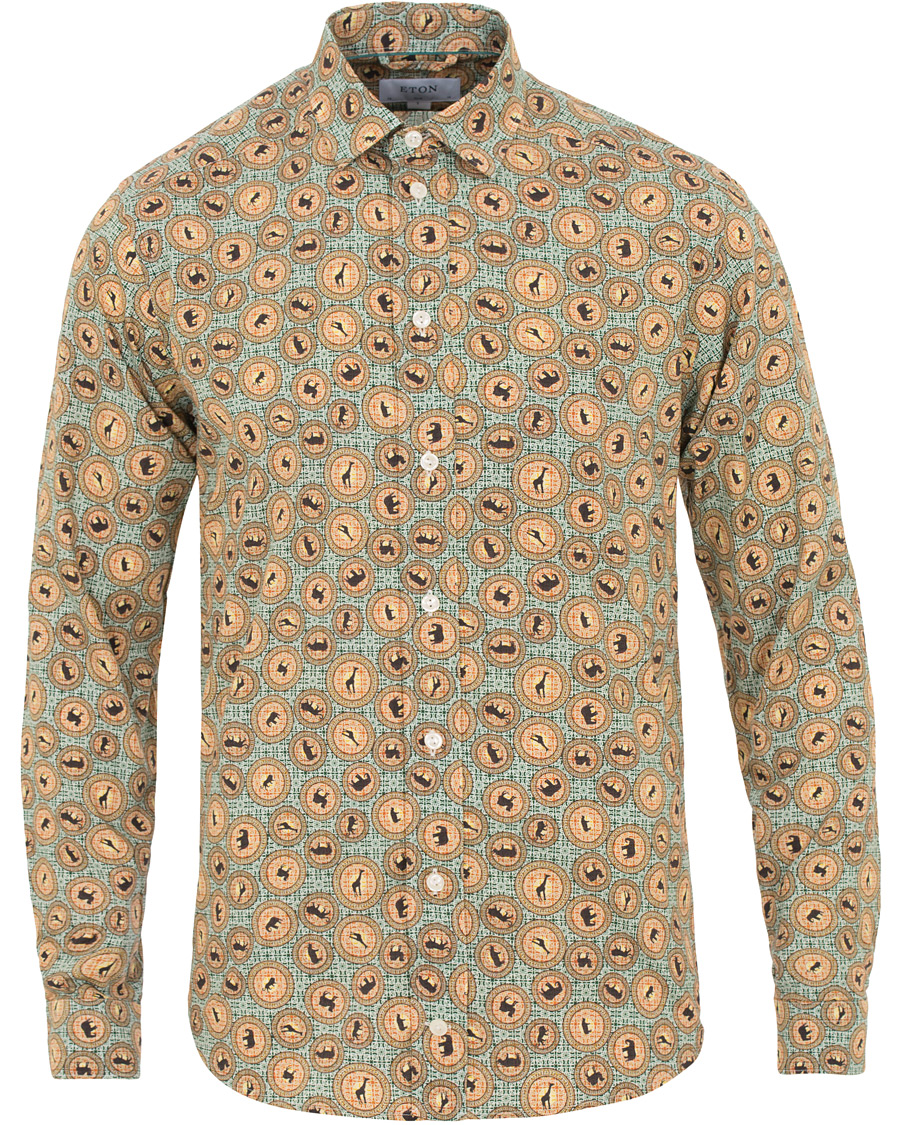 Heren | Overhemden | Eton | Slim Fit Printed Safari Shirt Green