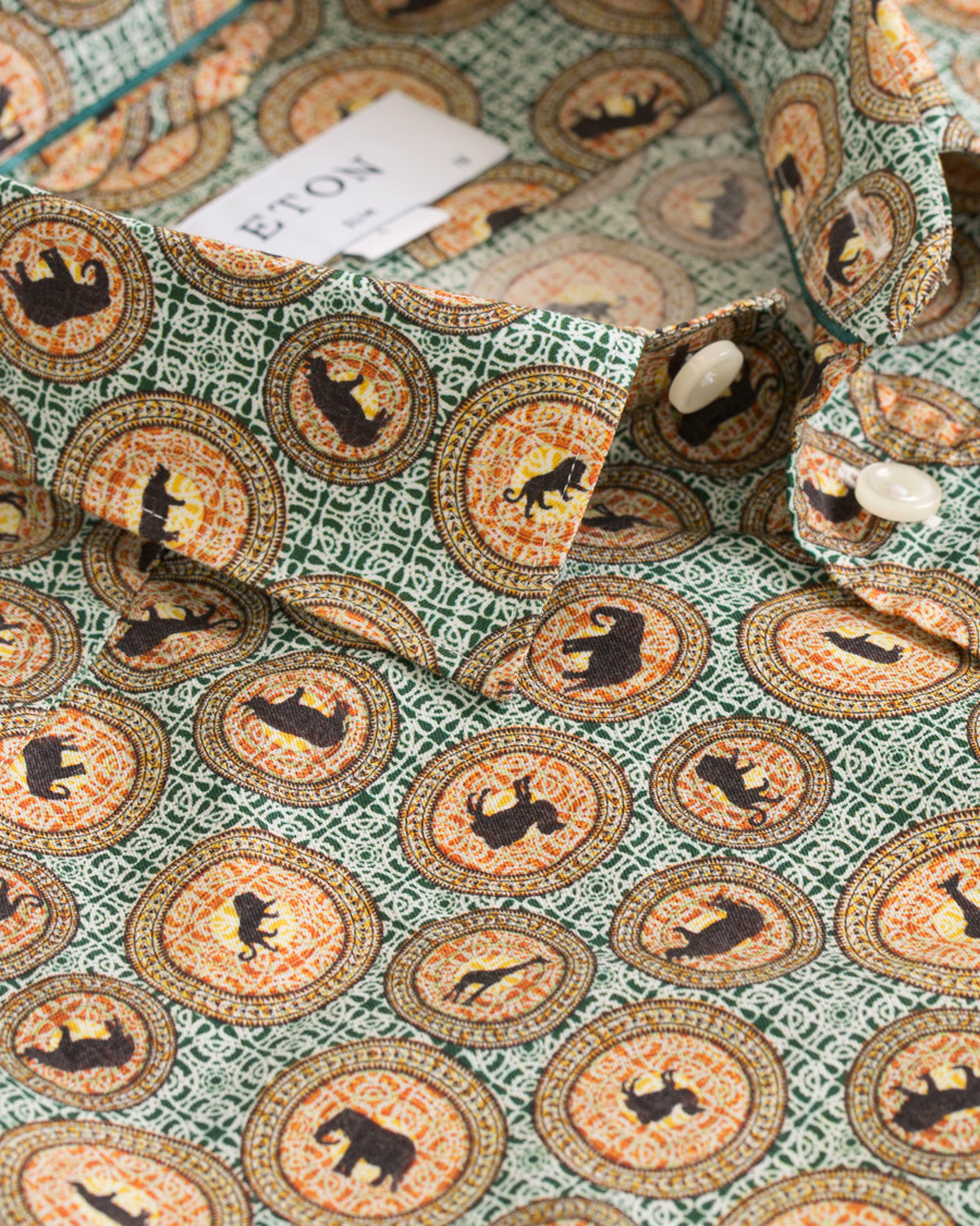 Heren | Overhemden | Eton | Slim Fit Printed Safari Shirt Green