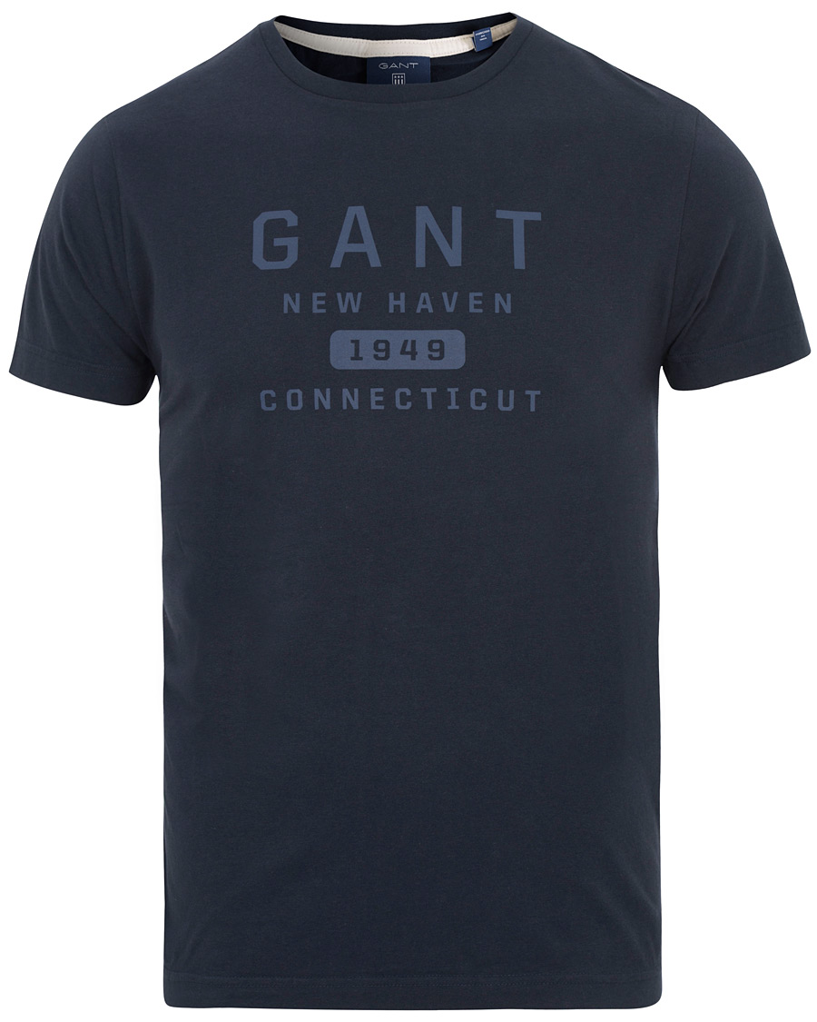 Heren | T-shirts | GANT | New Haven Crew Neck Tee Evening Blue