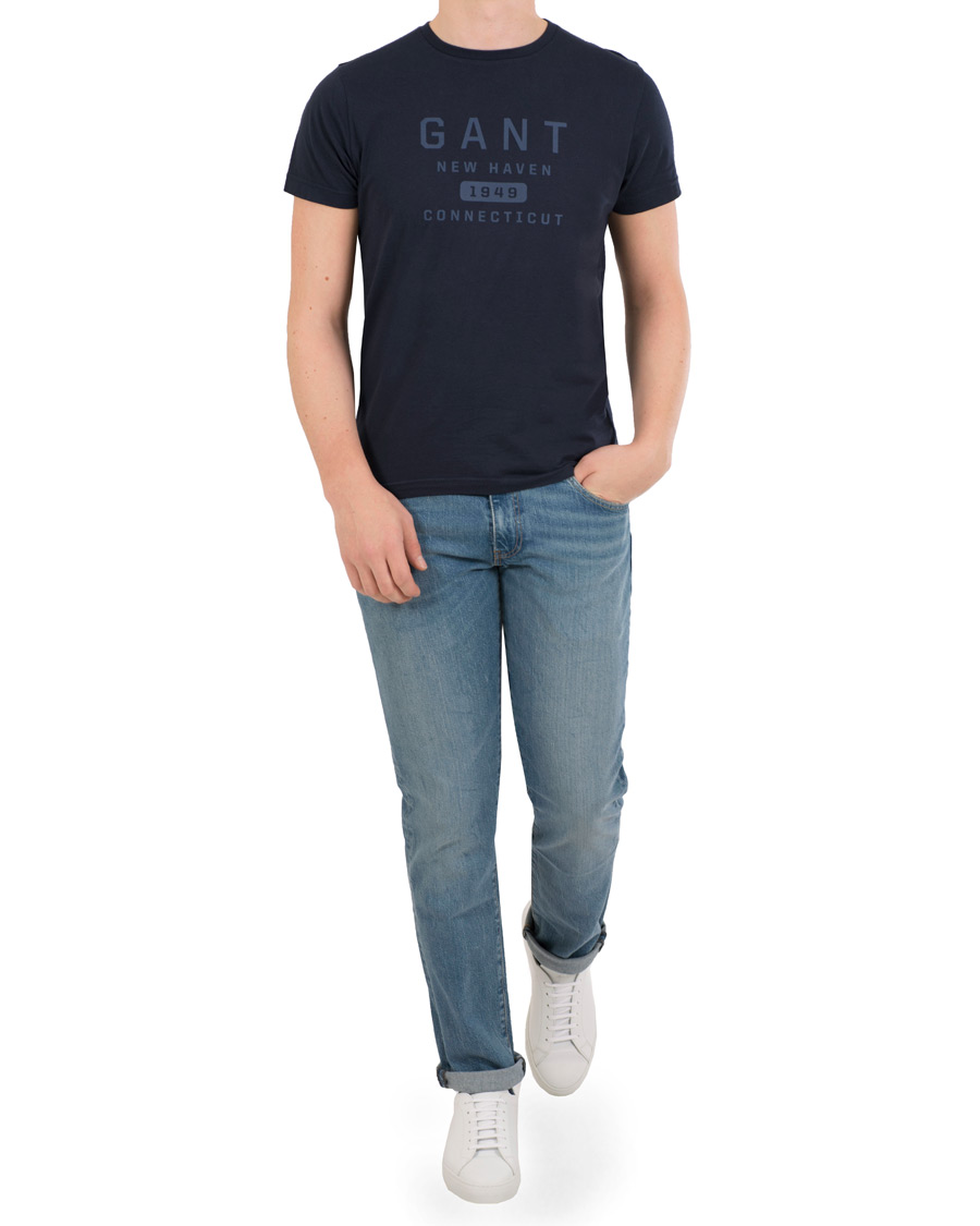 Heren | T-shirts | GANT | New Haven Crew Neck Tee Evening Blue