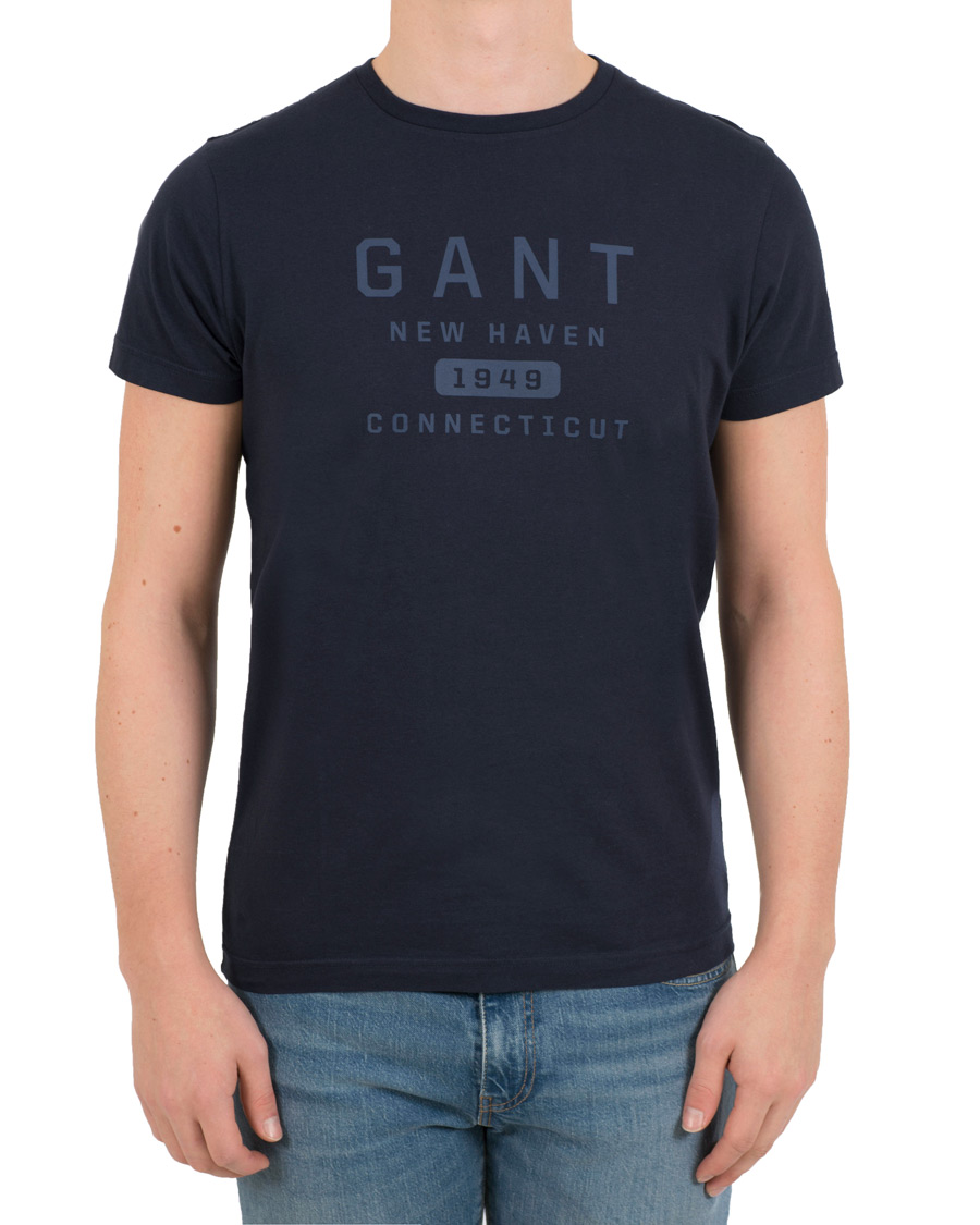 Heren | T-shirts | GANT | New Haven Crew Neck Tee Evening Blue