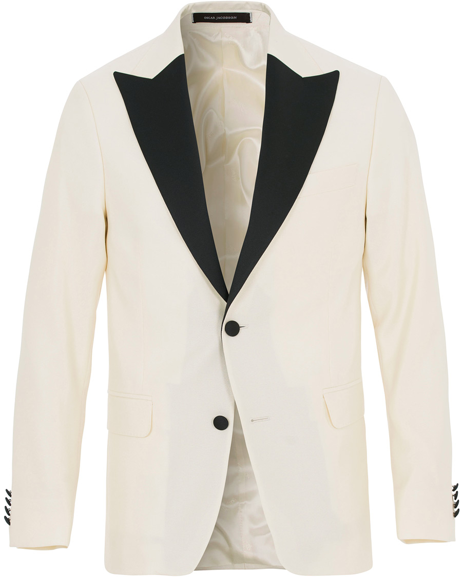 Heren | Blazers | Oscar Jacobson | Elder Peak Lapel Tuxedo Blazer White