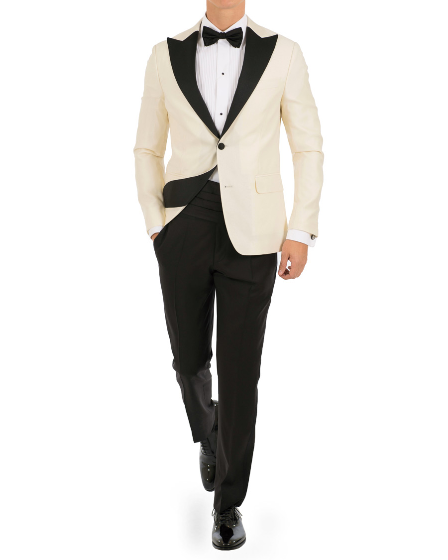 Heren | Blazers | Oscar Jacobson | Elder Peak Lapel Tuxedo Blazer White