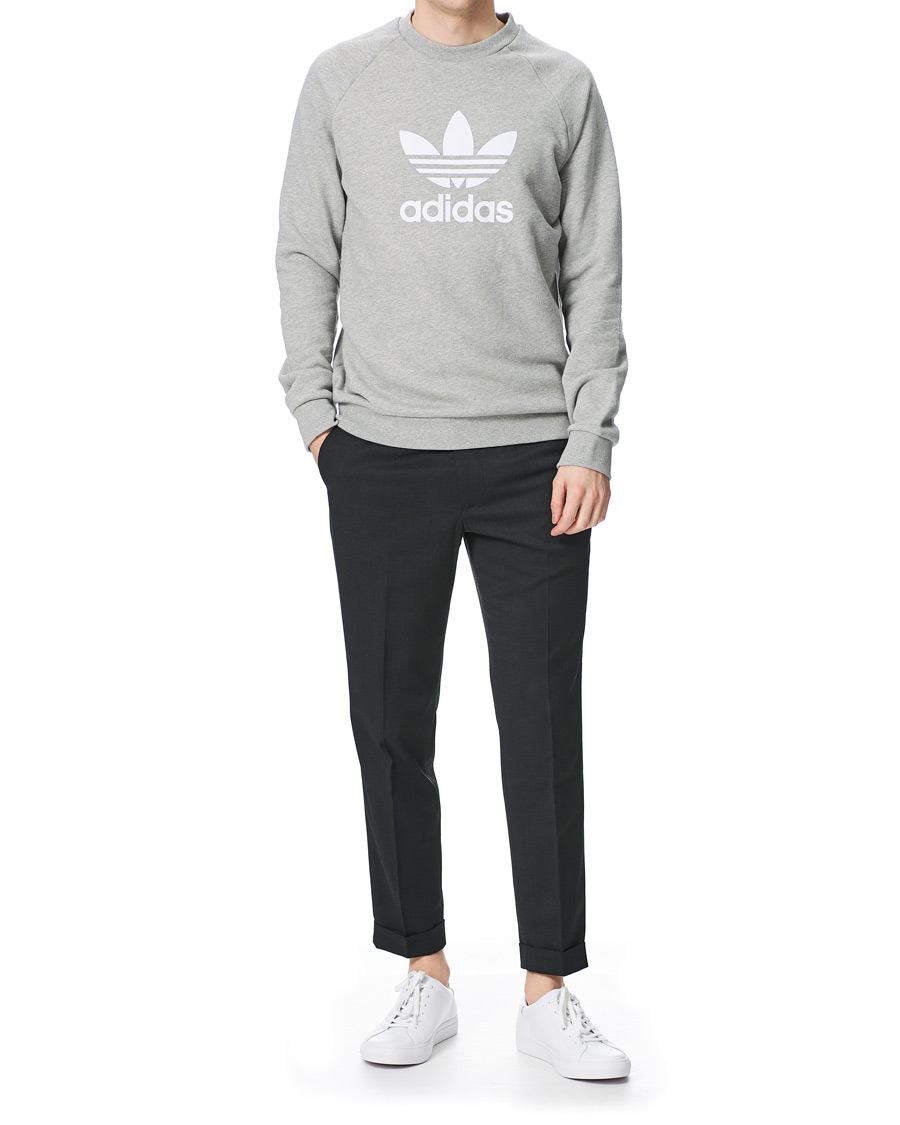 Heren | Truien | adidas Originals | Trefoil Crew Neck Sweatshirt Grey Melange
