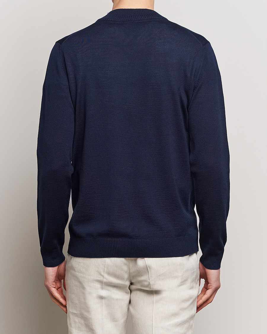 Heren | Truien | Stenströms | Merino Wool Half Zip Navy