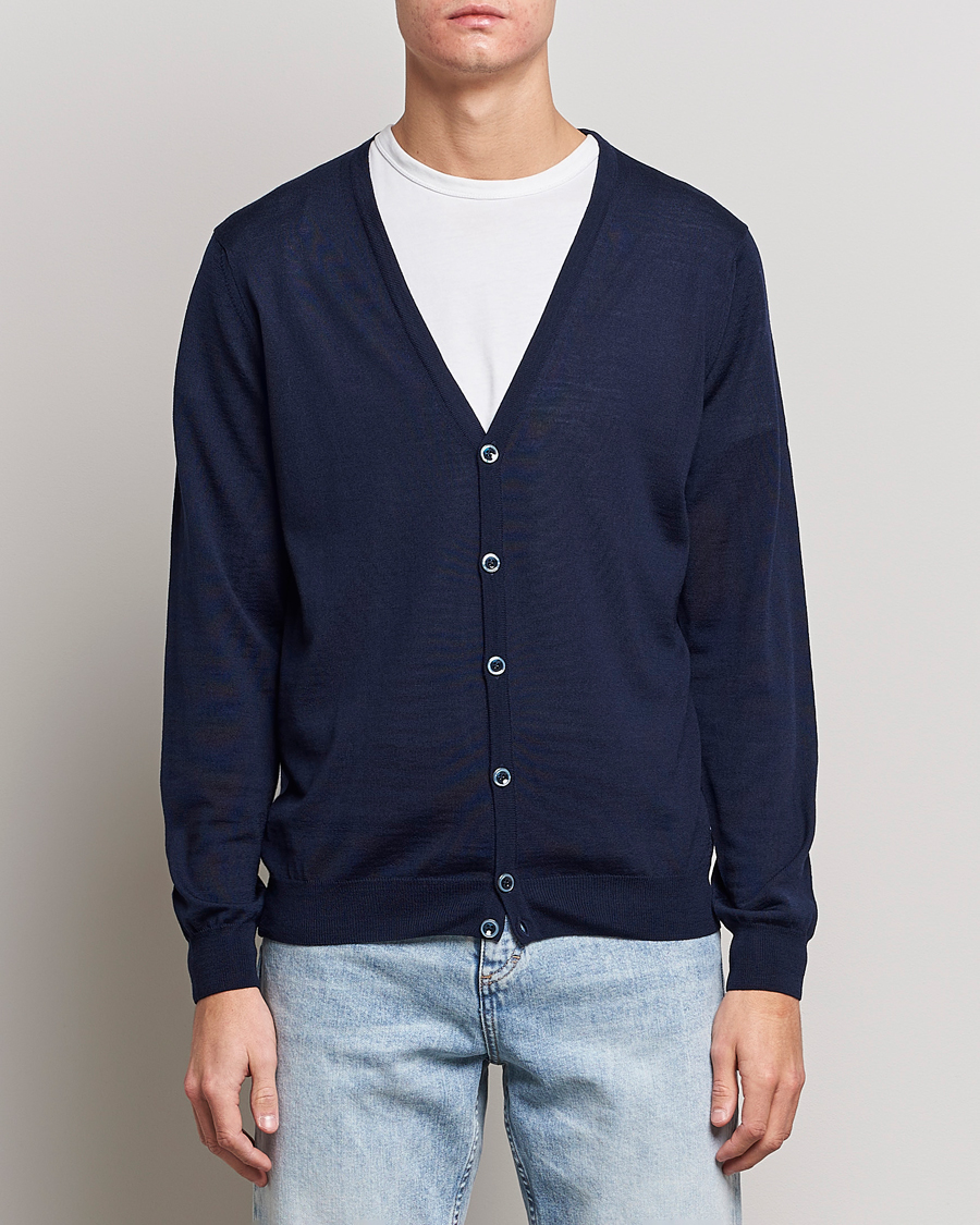 Heren | Cardigans | Stenströms | Merino Zegna Knitted Cardigan Navy