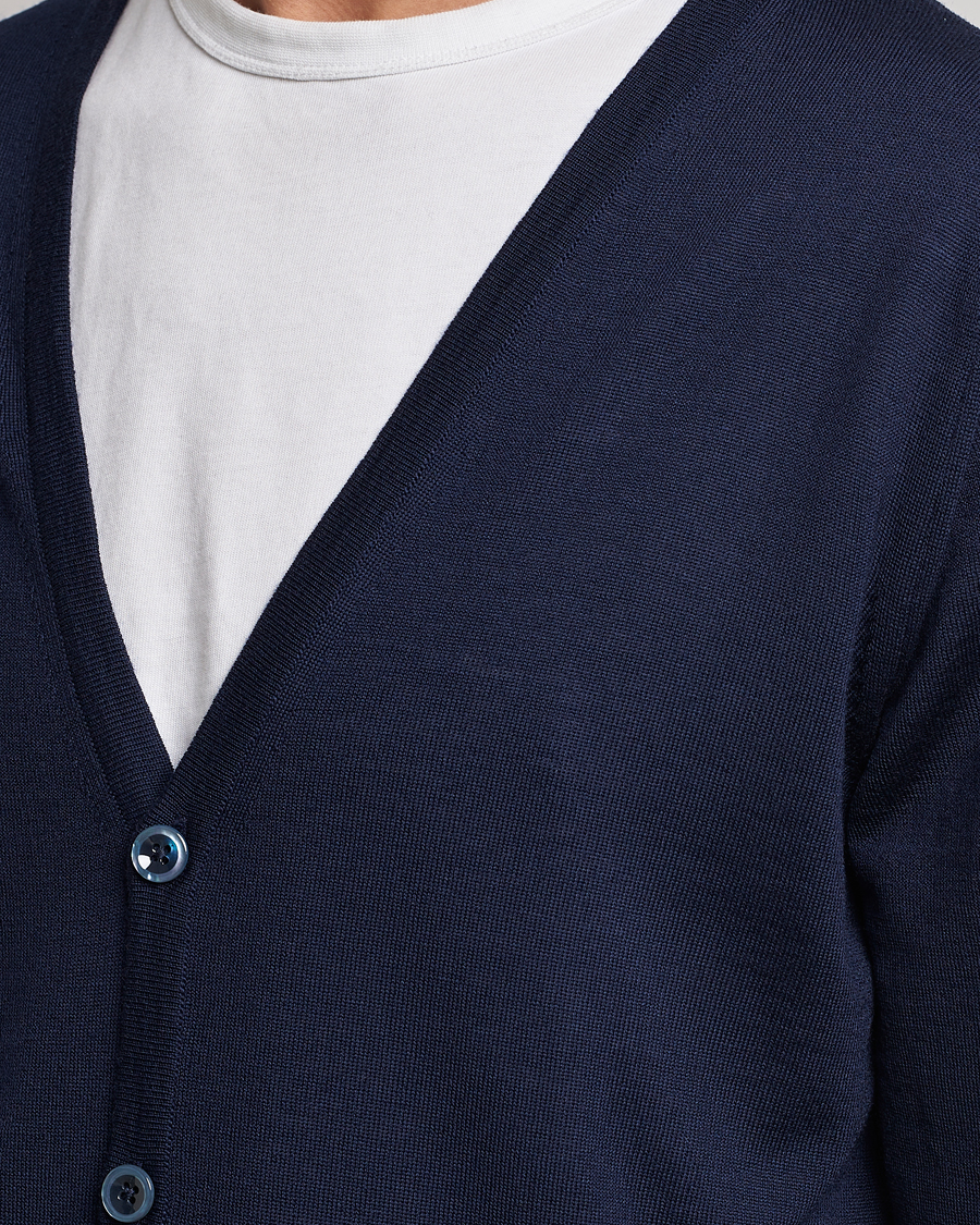 Heren | Truien | Stenströms | Merino Zegna Knitted Cardigan Navy
