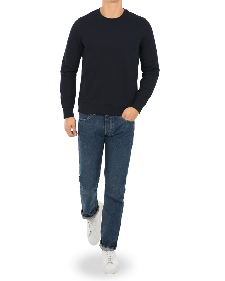 Heren | Truien | Vince | Side Zip Crew Neck Sweatshirt New Coastal Blue