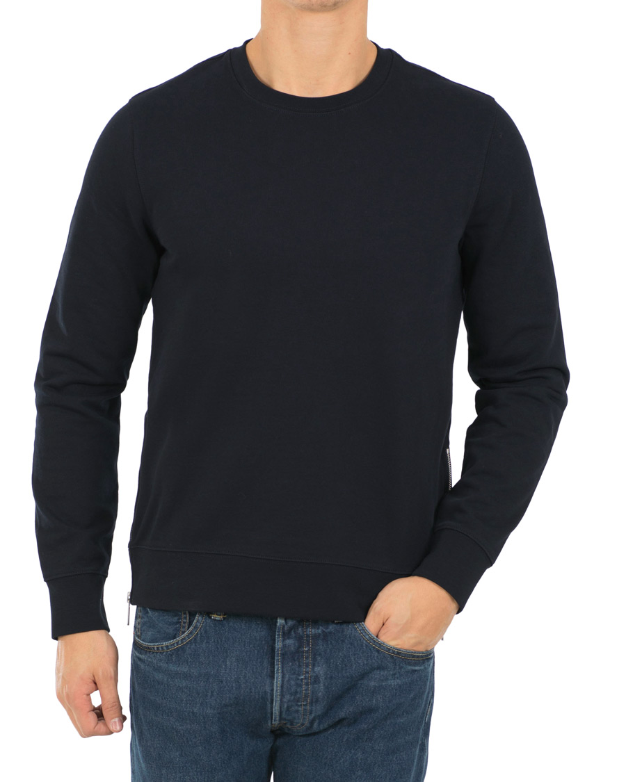 Heren | Truien | Vince | Side Zip Crew Neck Sweatshirt New Coastal Blue