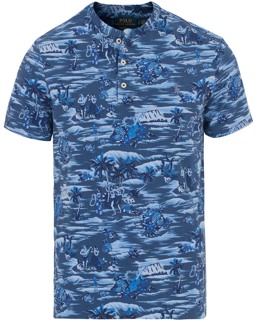 Heren | Polo's | Polo Ralph Lauren | Featherweight Grandad Collar Polo Indigo Island Blue