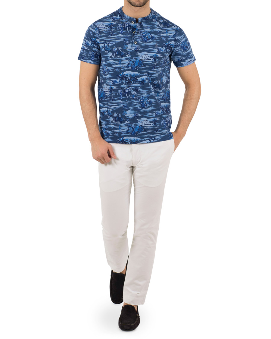Heren | Polo's | Polo Ralph Lauren | Featherweight Grandad Collar Polo Indigo Island Blue