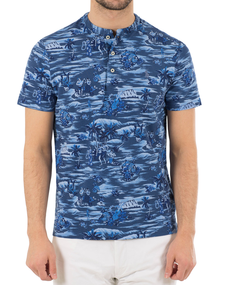 Heren | Polo's | Polo Ralph Lauren | Featherweight Grandad Collar Polo Indigo Island Blue