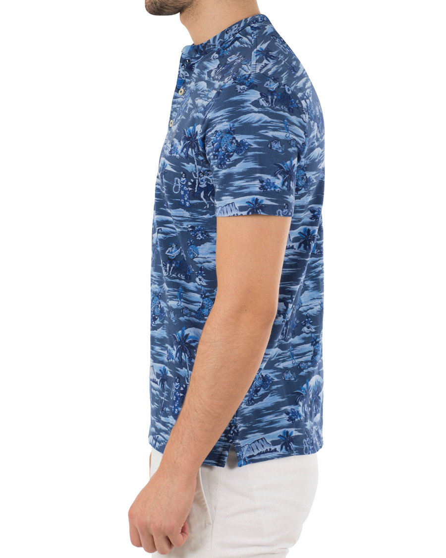 Heren | Polo's | Polo Ralph Lauren | Featherweight Grandad Collar Polo Indigo Island Blue