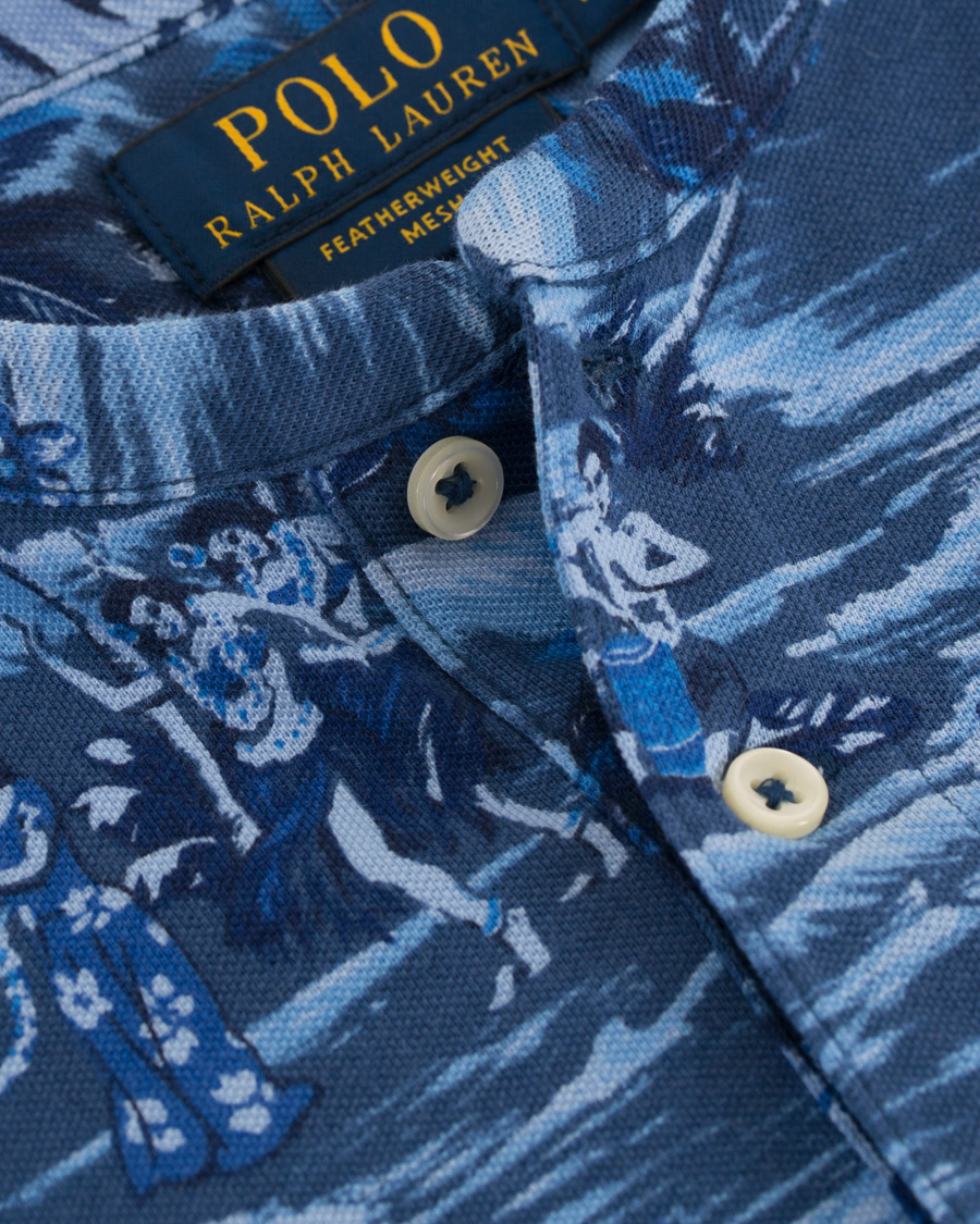 Heren | Polo's | Polo Ralph Lauren | Featherweight Grandad Collar Polo Indigo Island Blue