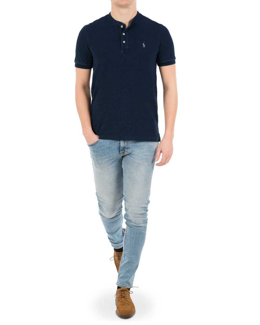 Heren | Polo's | Polo Ralph Lauren | Featherweight Grandad Collar Polo Dark Indigo