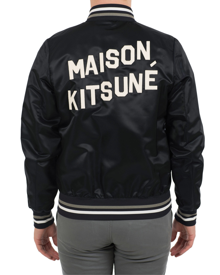 Heren | Jassen | Maison Kitsuné | Satin Teddy Baseball Jacket Navy