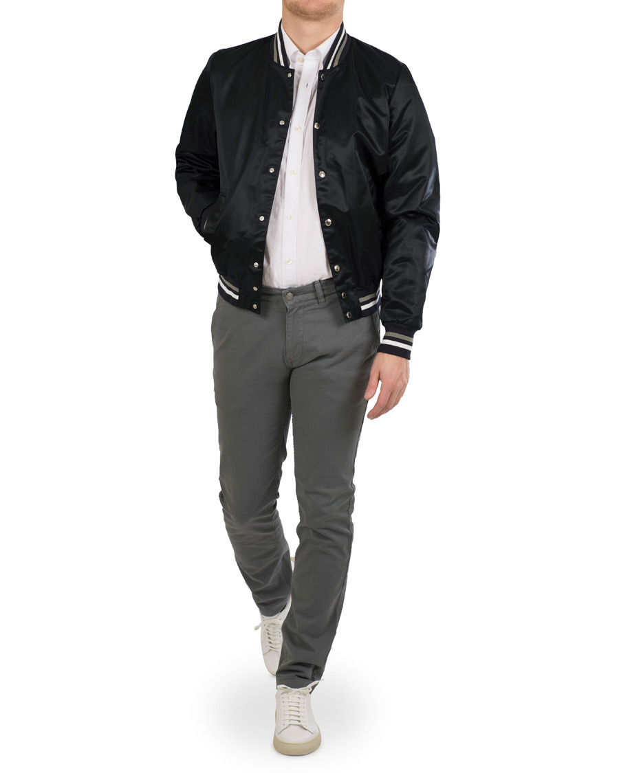 Heren | Jassen | Maison Kitsuné | Satin Teddy Baseball Jacket Navy