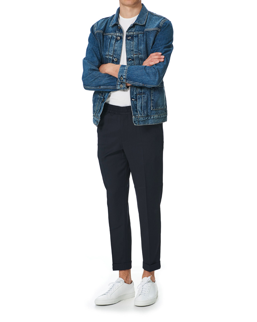 Heren | Broeken | Filippa K | Terry Gabardine Cropped Turn Up Trousers Navy