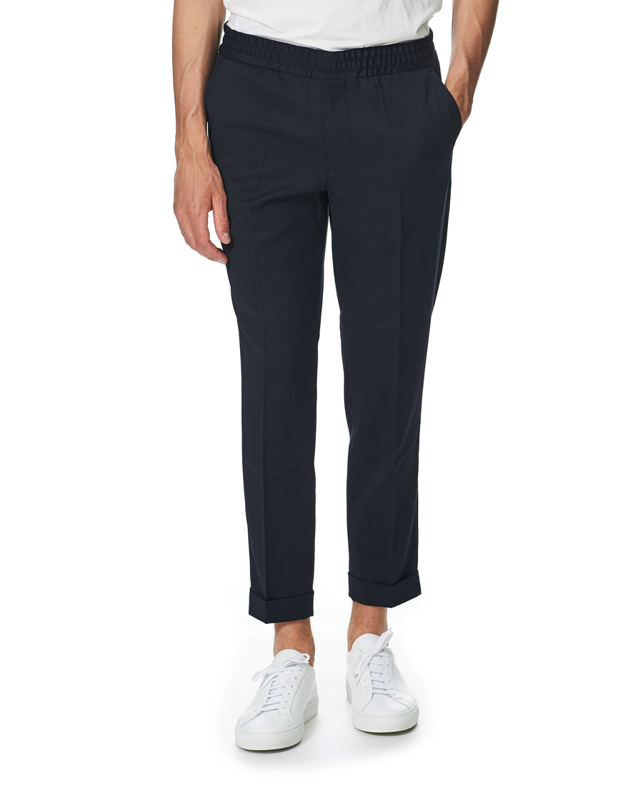 Heren | Broeken | Filippa K | Terry Gabardine Cropped Turn Up Trousers Navy