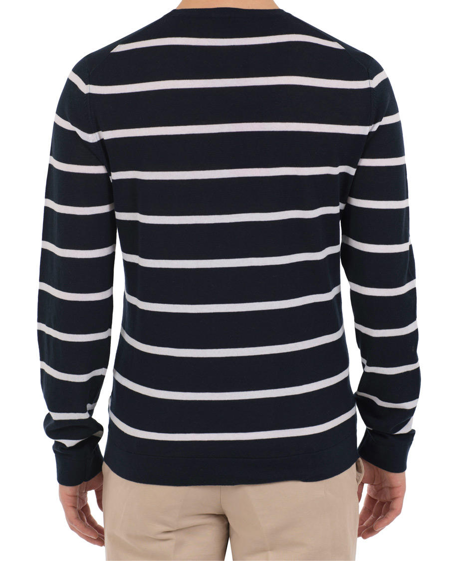 Heren | Truien | HUGO | Simun Stripe Knitted Crew Neck Navy/White