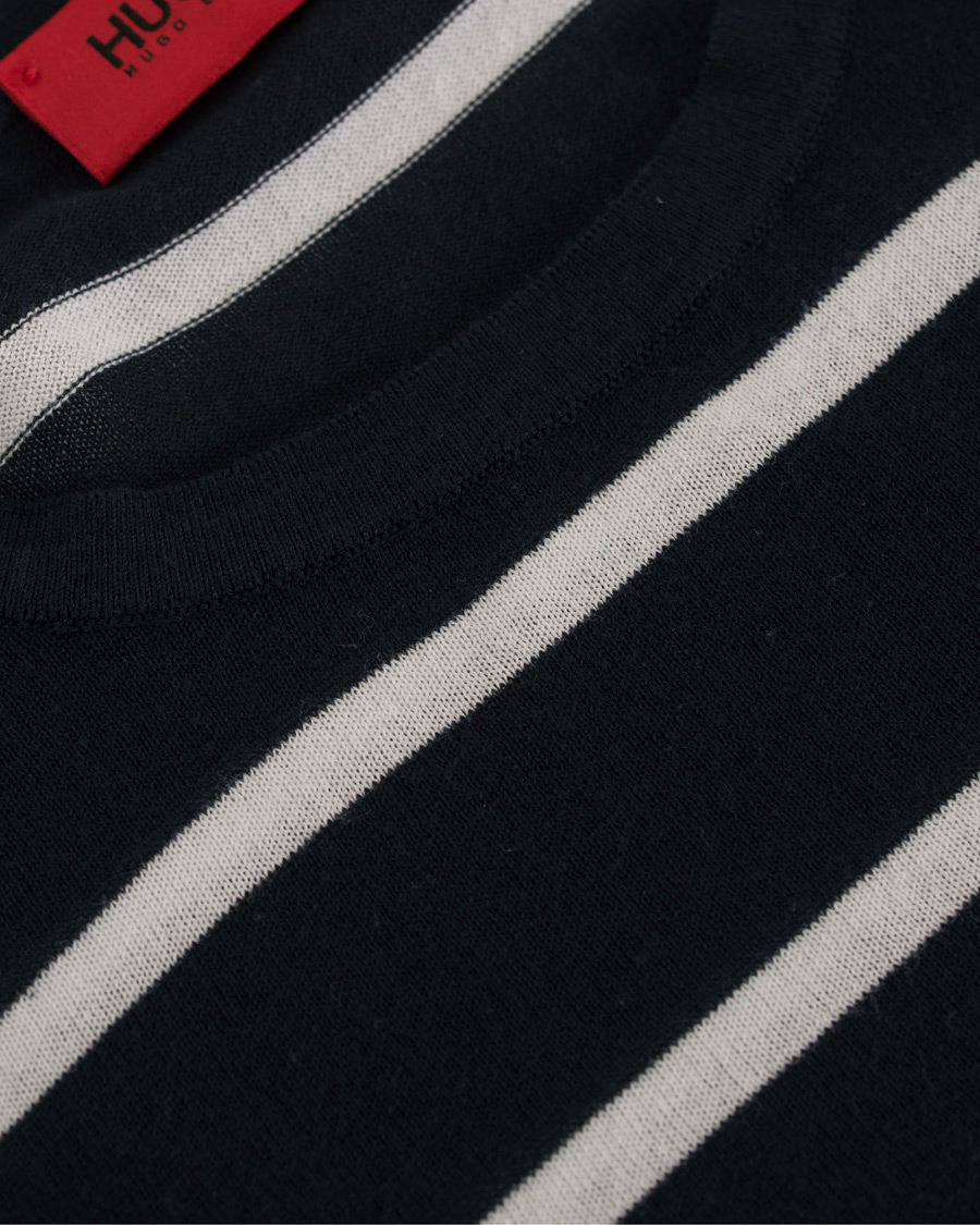 Heren | Truien | HUGO | Simun Stripe Knitted Crew Neck Navy/White