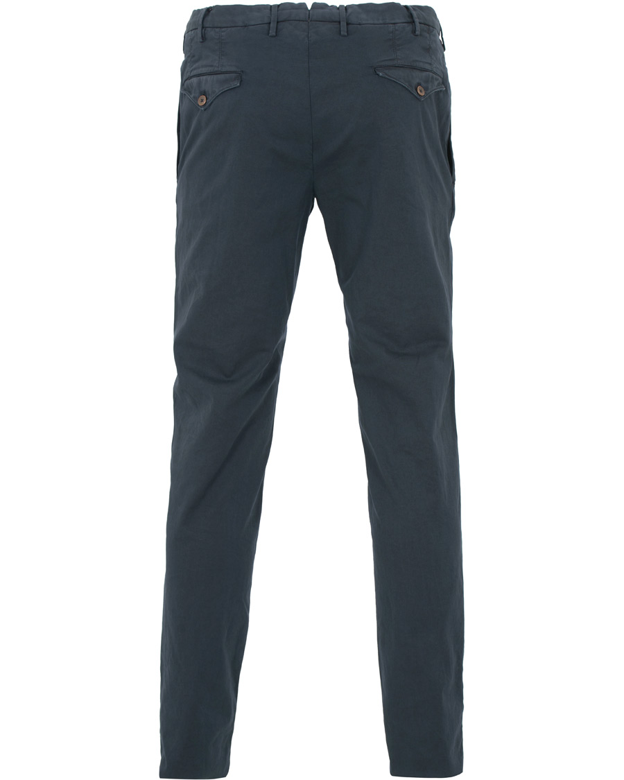 Heren | Broeken | Incotex | Slim Fit Single Pleated Trousers Navy