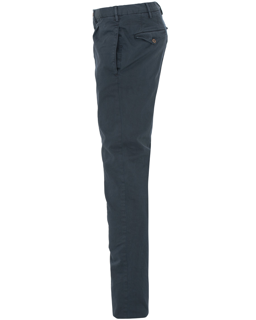 Heren | Broeken | Incotex | Slim Fit Single Pleated Trousers Navy