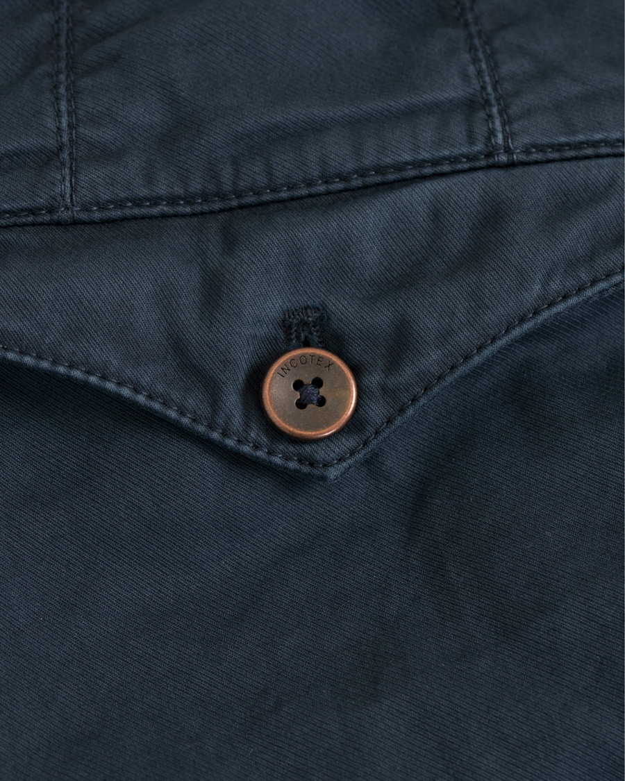 Heren | Broeken | Incotex | Slim Fit Single Pleated Trousers Navy