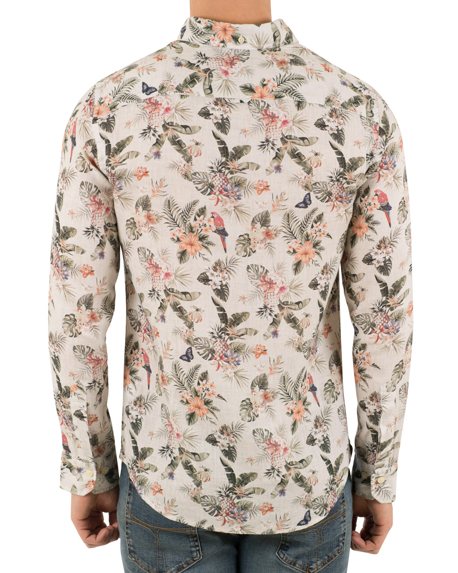 Heren | Overhemden | Morris | Bennet Linen Printed Flower Shirt White