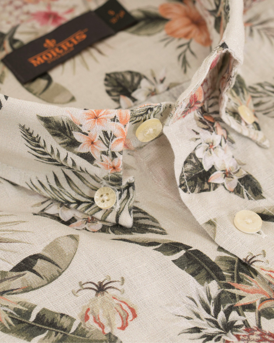Heren | Overhemden | Morris | Bennet Linen Printed Flower Shirt White