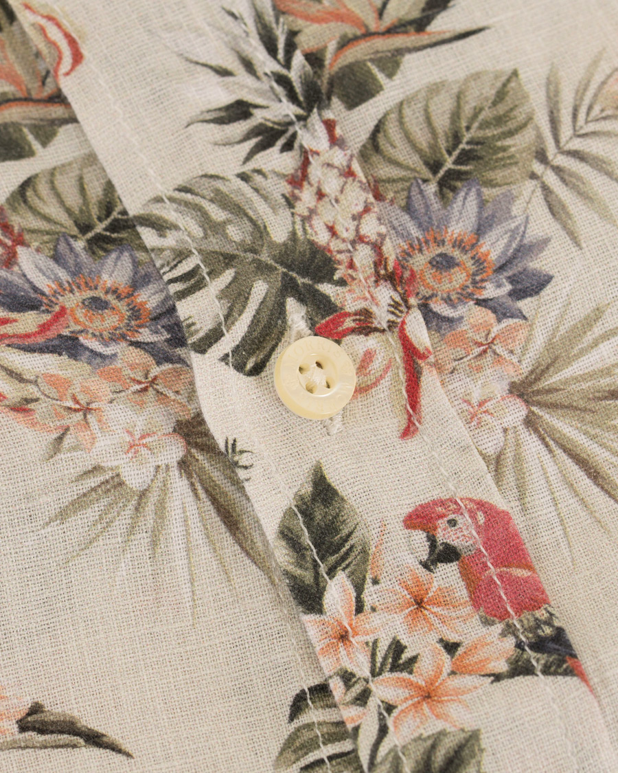 Heren | Overhemden | Morris | Bennet Linen Printed Flower Shirt White