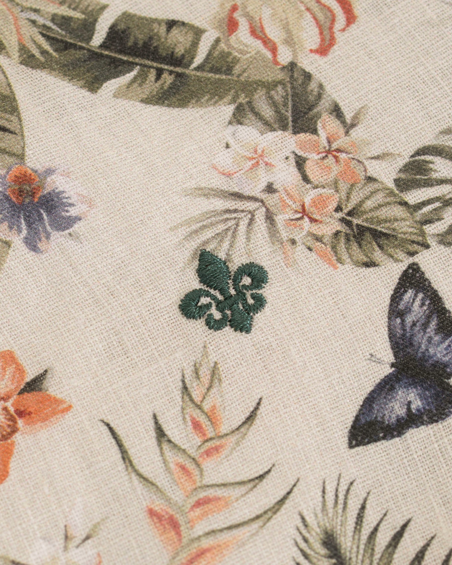 Heren | Overhemden | Morris | Bennet Linen Printed Flower Shirt White