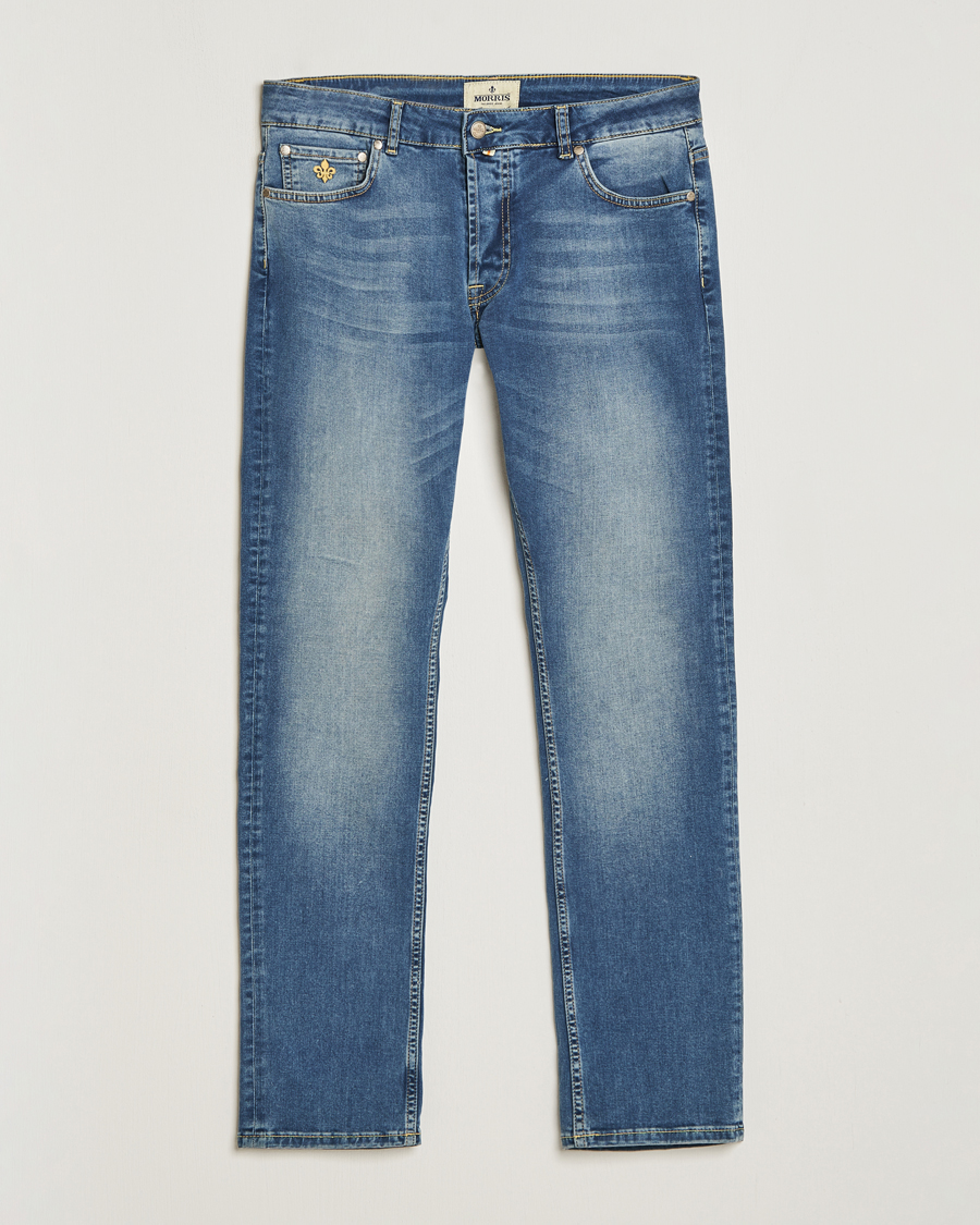 Heren | Jeans | Morris | Steve Satin Stretch Jeans Semi Dark Wash