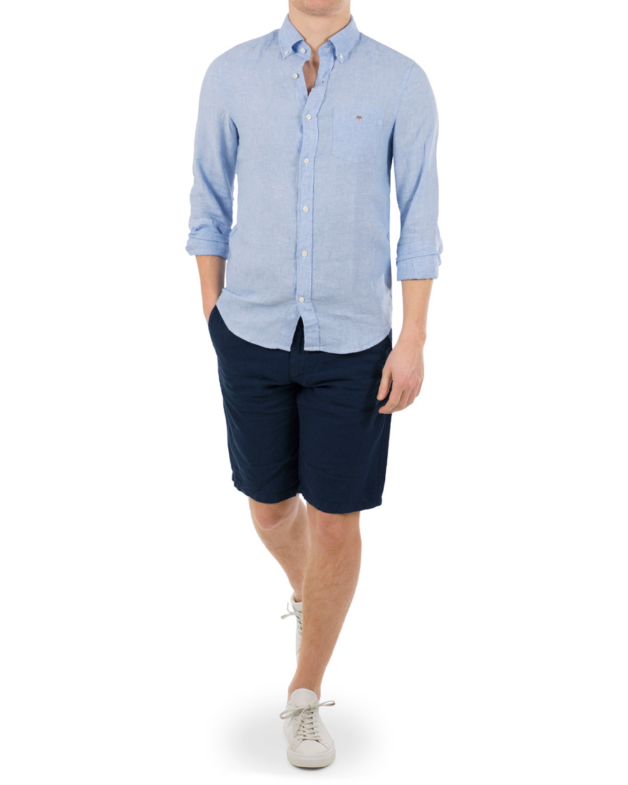 Heren | Korte broek | GANT | Relax Linen Shorts Classic Blue