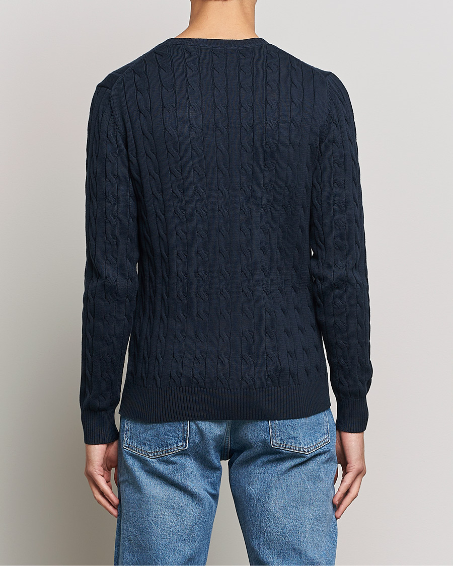 Heren | Truien | GANT | Cotton Cable Crew Neck Pullover Evening Blue