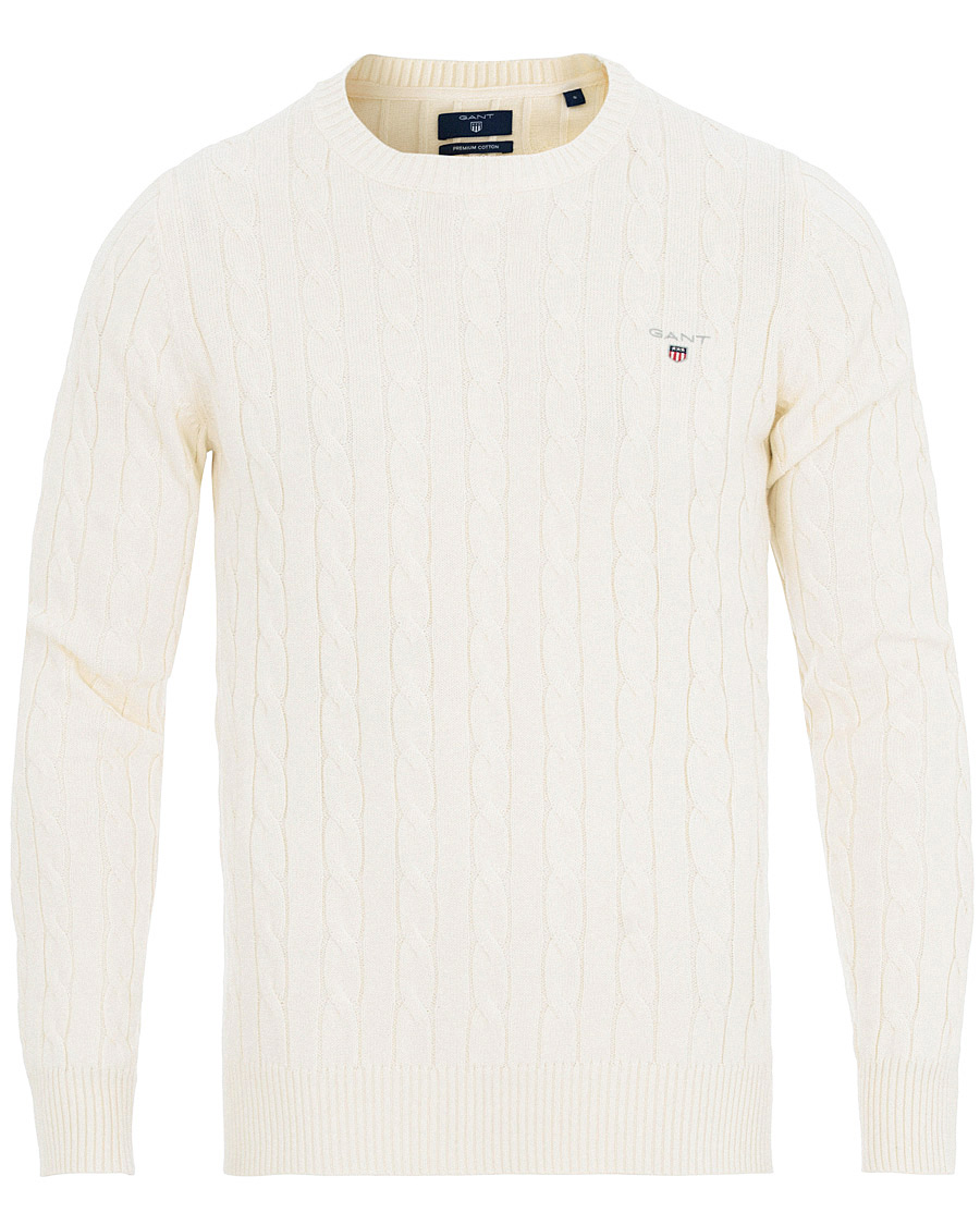 Heren | Truien | GANT | Cotton Cable Crew Neck Pullover Creem