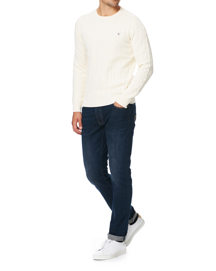 Heren | Truien | GANT | Cotton Cable Crew Neck Pullover Creem