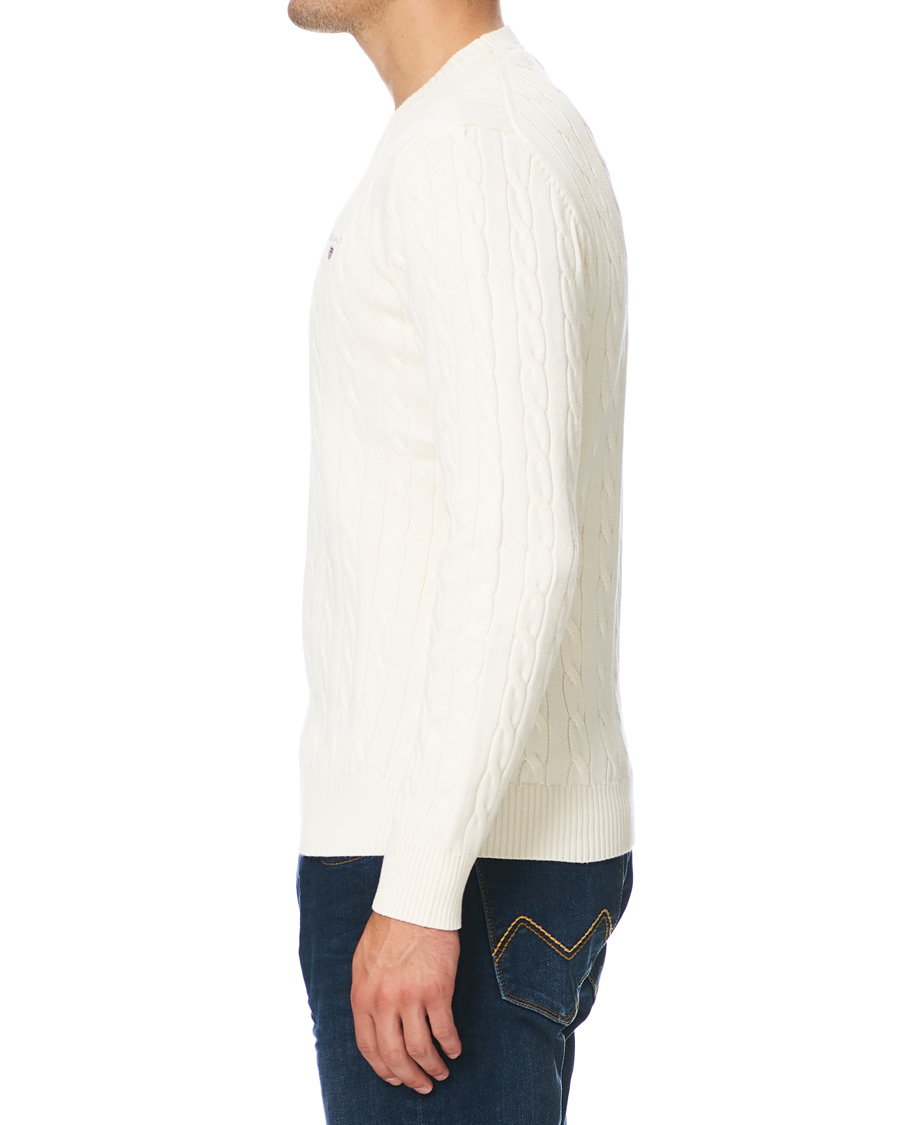Heren | Truien | GANT | Cotton Cable Crew Neck Pullover Creem